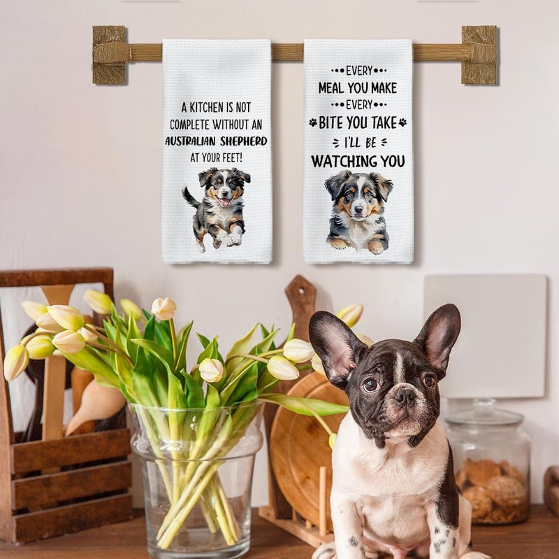 Tzhim Australian Shepherd Kitchen Towels Set of 2, Australian Shepherd Gifts, Australian Shepherd Decor Hand Towels, Australian Shepherd Dishcloths Tea Towels Dish Towels, Dog Kitchen Decor, 16x24inch - Image 3